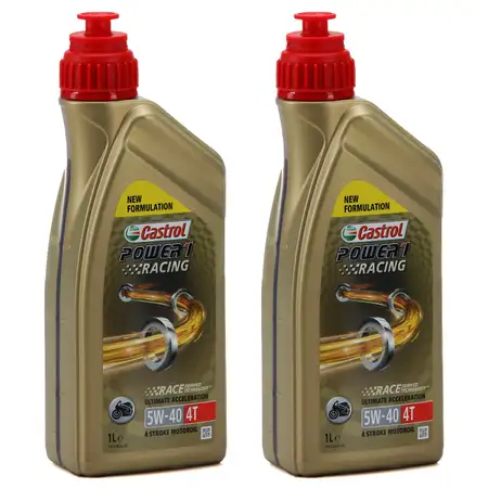 2L 2 Liter CASTROL POWER 1 RACING 4T 5W-40 MOTORRAD Motor&ouml;l JASO MA-2