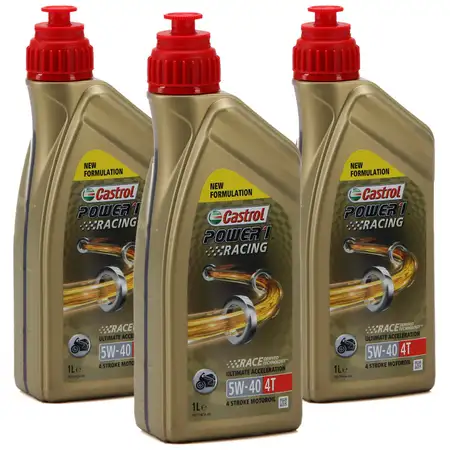 3L 3 Liter CASTROL POWER 1 RACING 4T 5W-40 MOTORRAD Motor&ouml;l JASO MA-2