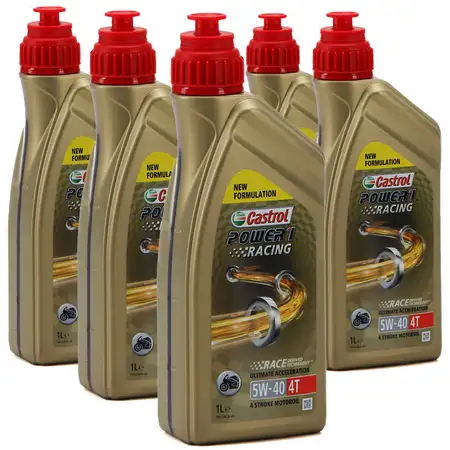 5L 5 Liter CASTROL POWER 1 RACING 4T 5W-40 MOTORRAD Motor&ouml;l JASO MA-2