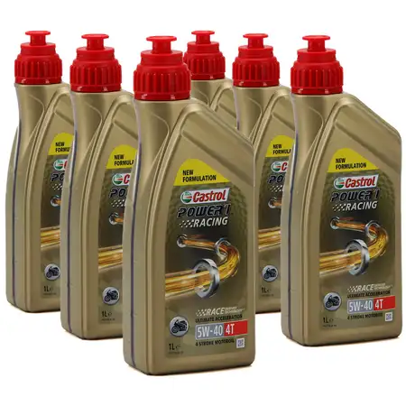 6L 6 Liter CASTROL POWER 1 RACING 4T 5W-40 MOTORRAD Motor&ouml;l JASO MA-2