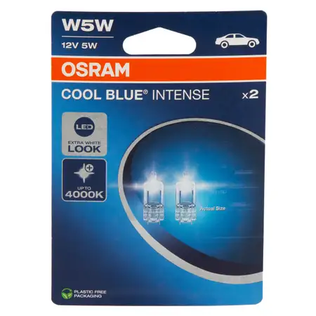 2x OSRAM 2825CBN-2BL Gl&uuml;hlampe W5W COOL BLUE INTENSE Next Gen 12V 5W W2,1x9,5d 4000K