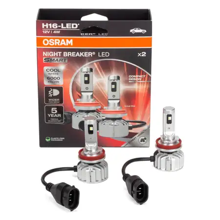 2x OSRAM H16 NIGHT BREAKER LED SMART Lampe mit Stra&szlig;enzulassung 12V 4W PGJ19-3 6.000K