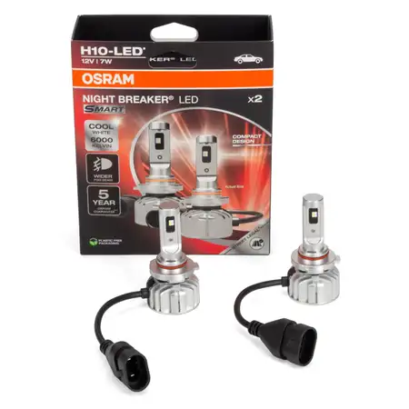 2x OSRAM H10 NIGHT BREAKER LED SMART Lampe mit Stra&szlig;enzulassung 12V 7W PY20d 6.000K