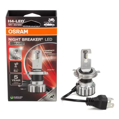 OSRAM 64193DWNBSM-1HB H4 NIGHT BREAKER LED Gl&uuml;hlampe Lampe 12V 20/19W P43t +330%