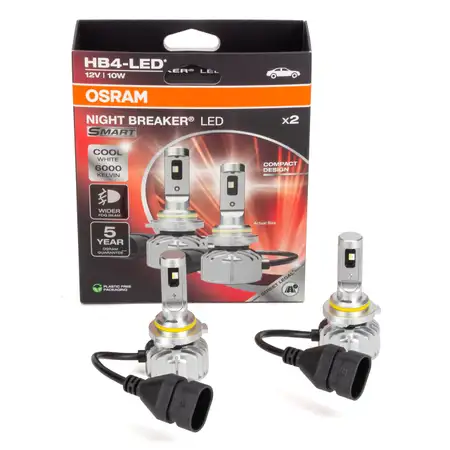 2x OSRAM HB4 NIGHT BREAKER LED SMART Lampe mit Stra&szlig;enzulassung 12V 10W P22d 6.000K