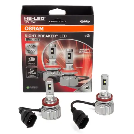 2x OSRAM H8 NIGHT BREAKER LED SMART Lampe mit Stra&szlig;enzulassung 12V 7W PGJ19-1 6.000K