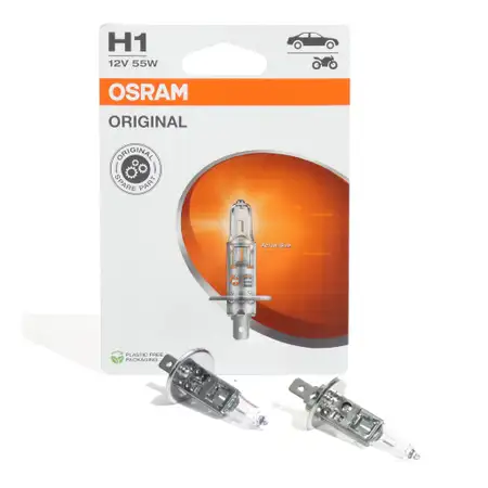 2x OSRAM 64150-1BL Halogenlampe Gl&uuml;hlampe H1 ORIGINAL 12V 55W P14,5s