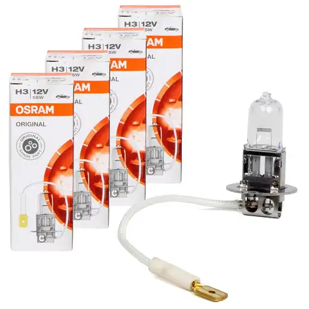 4x OSRAM 64151 Halogenlampe Gl&uuml;hlampe H3 ORIGINAL LINE 12V 55W PK22s