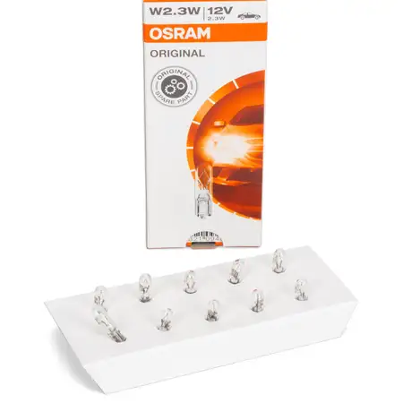 10x OSRAM 2723 Halogenlampe Gl&uuml;hlampe W2,3W ORIGINAL 12V 2,3W W2x4.6d