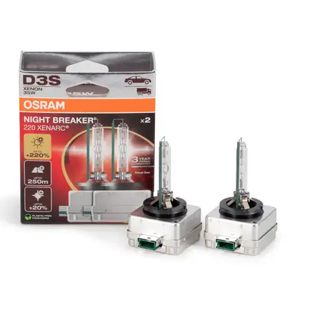 2x OSRAM D3S NIGHT BREAKER 220 XENARC 42V 35W PK32d-5 +220% VERSION 2024/2025