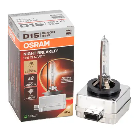 1x OSRAM D1S NIGHT BREAKER 220 XENARC 85V 35W PK32d-2 +220% VERSION 2024/2025