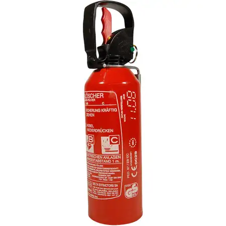 Auto Hand-Feuerl&ouml;scher ABC Pulverl&ouml;scher Einhandbedienung + KFZ Halterung 1 KG