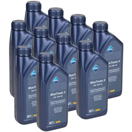 10L 10 Liter ARAL BLUE TRONIC II 10W-40 Motor&ouml;l MB 229.3 VW 501.01/505.00 FIAT 9.55535-D2