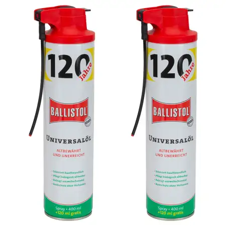 2x 520ml BALLISTOL 120 Jahre Jubil&auml;umsedition Universal&ouml;l Rostschutz Schmier&ouml;l Pflege&ouml;l