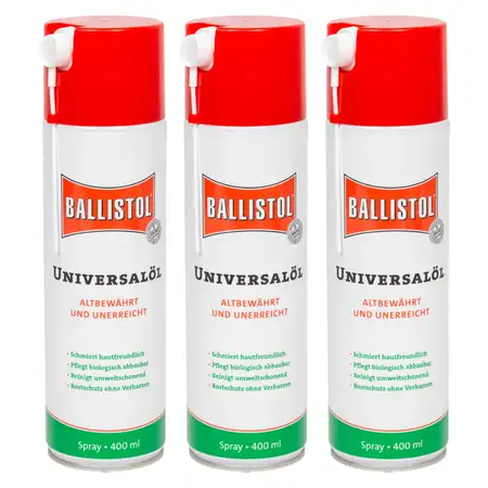 3x 400ml BALLISTOL 21810 Universal&ouml;l Rostschutz Maschinen&ouml;l Schmier&ouml;l Pflege&ouml;l &Ouml;l