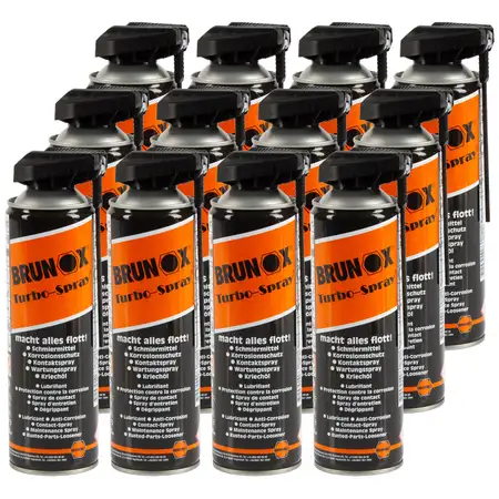 12x 500ml BRUNOX Turbo Spray Multifunktions&ouml;l Rostl&ouml;ser Kriech&ouml;l Schmier&ouml;l Pflege&ouml;l