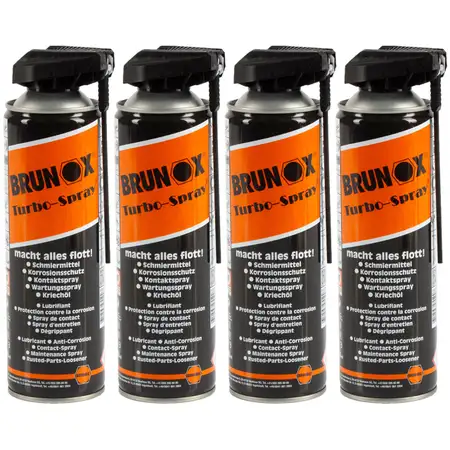 4x 500ml BRUNOX Turbo Spray Multifunktions&ouml;l Rostl&ouml;ser Kriech&ouml;l Schmier&ouml;l Pflege&ouml;l