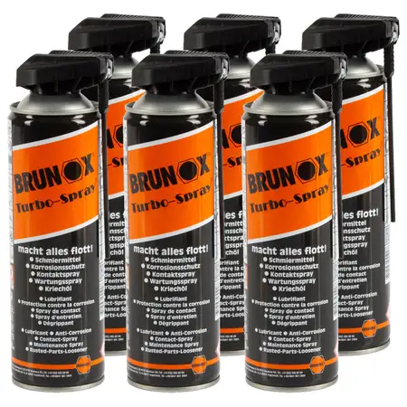 6x 500ml BRUNOX Turbo Spray Multifunktions&ouml;l Rostl&ouml;ser Kriech&ouml;l Schmier&ouml;l Pflege&ouml;l