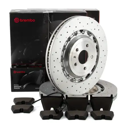 BREMBO Bremsscheiben + Bremsbel&auml;ge + Sensor AUDI TTRS (FV) 400 PS PR-1LU/1ZK vorne