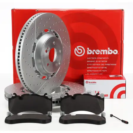 BREMBO Bremsscheiben + Bremsbel&auml;ge + Sensor MERCEDES W222 C217 S65/65AMG vorne