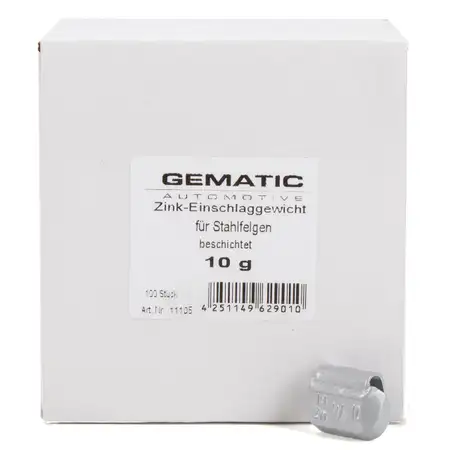 GEMATIC Auswuchtgewicht Schlaggewicht f&uuml;r Stahlfelge GRAU-ZINK 100 St&uuml;ck x 10g