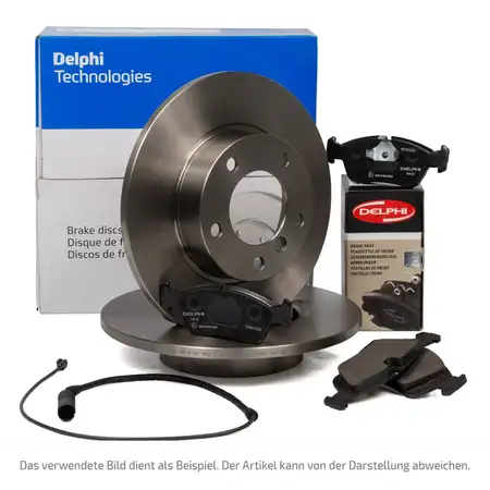 DELPHI Bremsscheiben + Bel&auml;ge + Sensor MERCEDES Sprinter 901 902 VW LT 28-35 II hinten