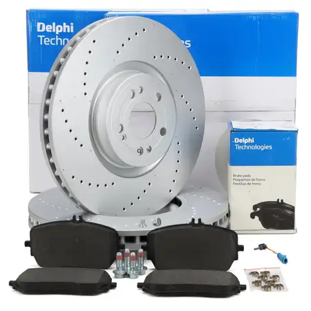 DELPHI Bremsscheiben + Bremsbel&auml;ge + Sensor MERCEDES GLE V167 C167 GLS X167 vorne