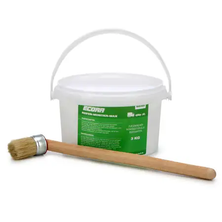 3kg ECORA Reifenmontagepaste Reifenmontier Wax Paste Montagepaste WEISS + Pinsel