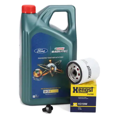 5L CASTROL MAGNATEC 5W-20 E Motor&ouml;l + HENGST &Ouml;lfilter f&uuml;r FORD 1.0-2.3 1751529