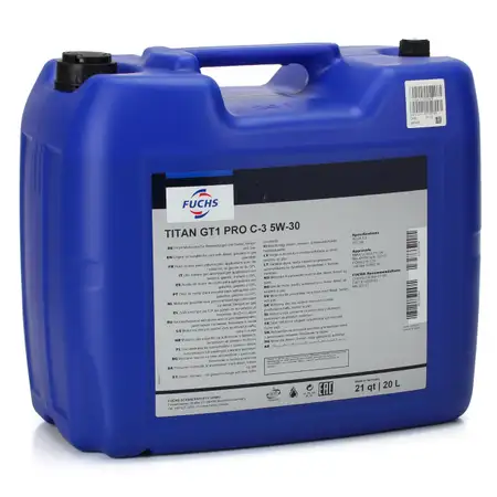 20L 20 Liter FUCHS TITAN GT1 Pro C-3 5W-30 5W30 Motor&ouml;l VW 504/507.00 MB 229.51