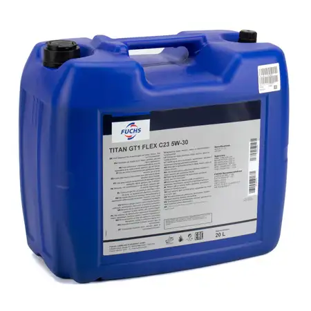 20L 20 Liter FUCHS TITAN GT1 FLEX C23 5W-30 Motor&ouml;l BMW LL04 MB 229.31/51/52 VW 505.00/01