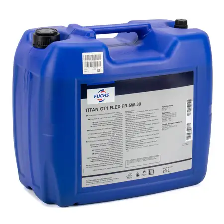 20L 20 Liter FUCHS TITAN GT1 FLEX FR 5W-30 Motor&ouml;l MB 229.51/52 PSA B71 2290 RENAULT RN17