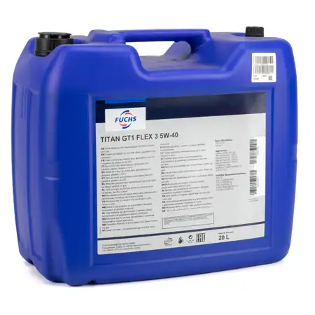 20 Liter FUCHS Motor&ouml;l TITAN GT1 Flex 3 5W40 BMW LL-04 MB 229.51/52 VW 511.00