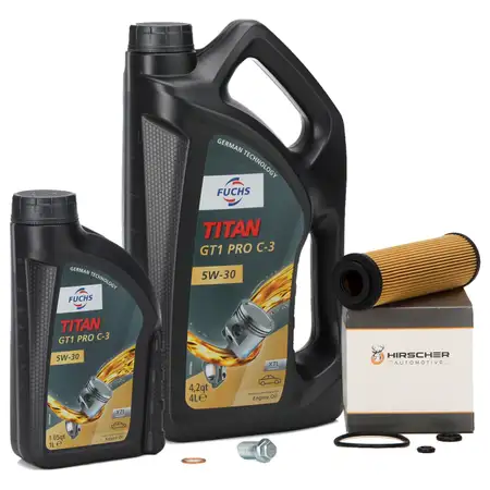 6L FUCHS TITAN GT1 Pro C-3 Motor&ouml;l 5W30 MB 229.51 + HIRSCHER &Ouml;lfilter 2711800109