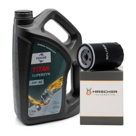 5L 5 Liter FUCHS TITAN SUPERSYN 5W-40 Motor&ouml;l &Ouml;l + HIRSCHER &Ouml;lfilter 06A115561B