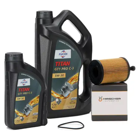 5 Liter FUCHS Motor&ouml;l TITAN GT1 PRO C-3 5W30 + HIRSCHER &Ouml;lfilter 071115562C