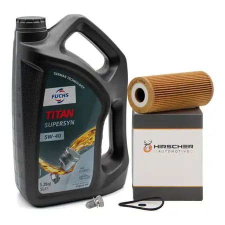 5L 5 Liter FUCHS TITAN SUPERSYN 5W-40 Motor&ouml;l &Ouml;l + HIRSCHER &Ouml;lfilter 074115562