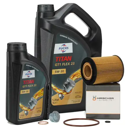 6L FUCHS TITAN GT1 FLEX C23 5W30 Motor&ouml;l + HIRSCHER &Ouml;lfilter VW LT I 28-35/40-55 2.4