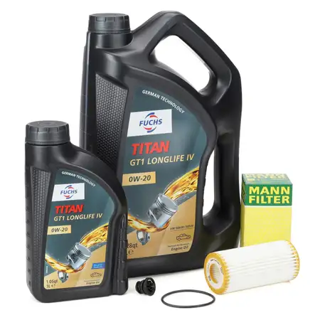 5L FUCHS TITAN 0W-20 Motor&ouml;l + MANN &Ouml;lfilter VW Golf 7 8 Passat B8 Tiguan 1.8/2.0 TSI