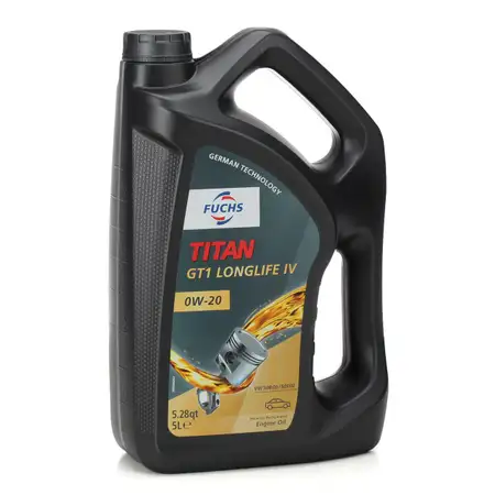 5L 5 Liter FUCHS TITAN GT1 LONGLIFE IV 0W-20 0W20 Motor&ouml;l &Ouml;l VW 508.00/509.00