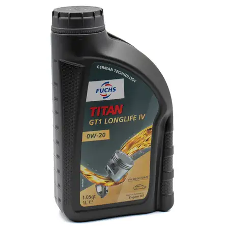 1L 1 Liter FUCHS Motor&ouml;l &Ouml;l TITAN GT1 LONGLIFE IV 0W20 ACEA C5 VW 508.00/509.00