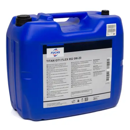 20L 20 Liter FUCHS Motor&ouml;l &Ouml;l TITAN GT1 FLEX 952 0W-20 0W20 FORD WSS-M2C962-A1