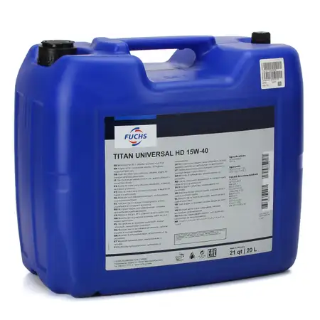 20L 20 Liter FUCHS TITAN UNIVERSAL HD 15W-40 Motor&ouml;l &Ouml;l ACEA A3/B3 SPI SL MB 229.1