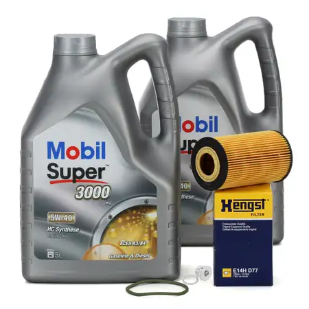 10L Mobil SUPER 3000 X1 5W40 Motor&ouml;l + HENGST &Ouml;lfilter f&uuml;r PORSCHE 99610722553