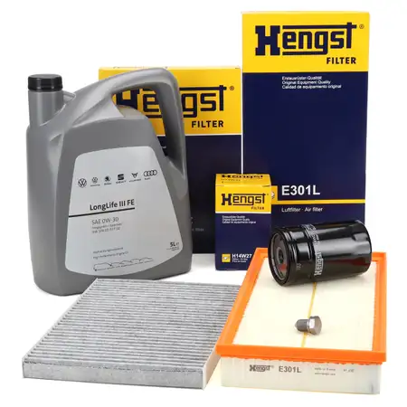 HENGST Filterset 3-tlg + 5L ORIGINAL 0W30 Motor&ouml;l VW Golf 4 A3 8L1 1.6 1.8 / T / GTI 2.0