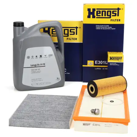 HENGST Filterset 3-tlg + 5L ORIGINAL 0W30 Motor&ouml;l VW Golf 4 Bora A3 Leon Octavia 1.9 TDI