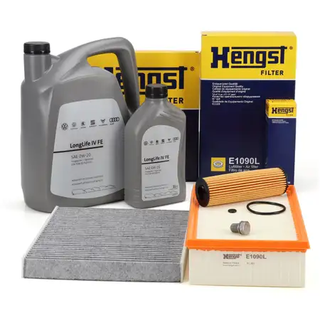 HENGST Filterset 3-tlg + 6L ORIGINAL 0W20 Motor&ouml;l VW Golf 8 Passat B8 Tiguan A3 8Y 2.0 TDI