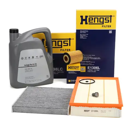 HENGST Filterset 3-tlg + 5L ORIGINAL 0W30 Motor&ouml;l VW Passat B8 Tiguan 2.0 TDI 4motion