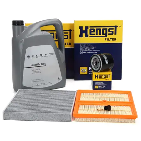 HENGST Filterset + 5L ORIGINAL 0W30 Motor&ouml;l VW Golf 7 A3 8V Q2 Leon 5F Octavia 3 1.0 TSI