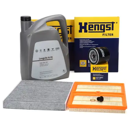 HENGST Filterset + 5L ORIGINAL 0W20 Motor&ouml;l VW Golf 7 A3 8V Q2 Leon 5F Octavia 3 1.0 TSI